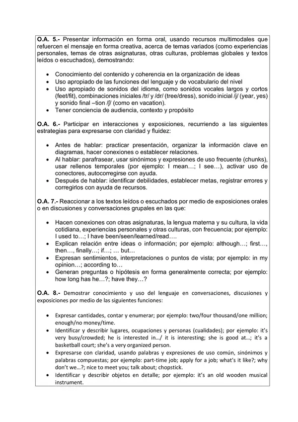 Planificación Clase a Clase Junio - Idioma Extranjero Inglés - 1° Medio