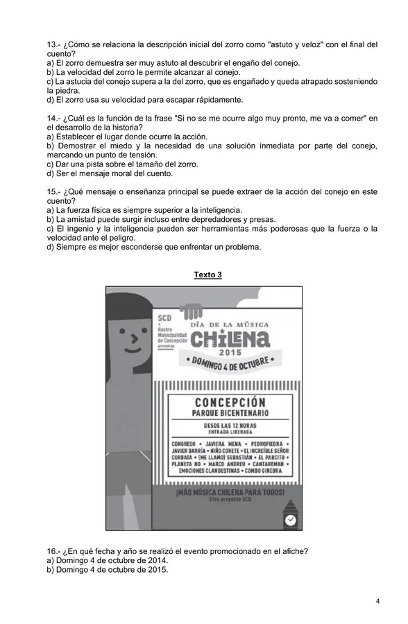 Evaluación Comprensión Lectora - 5° Básico 