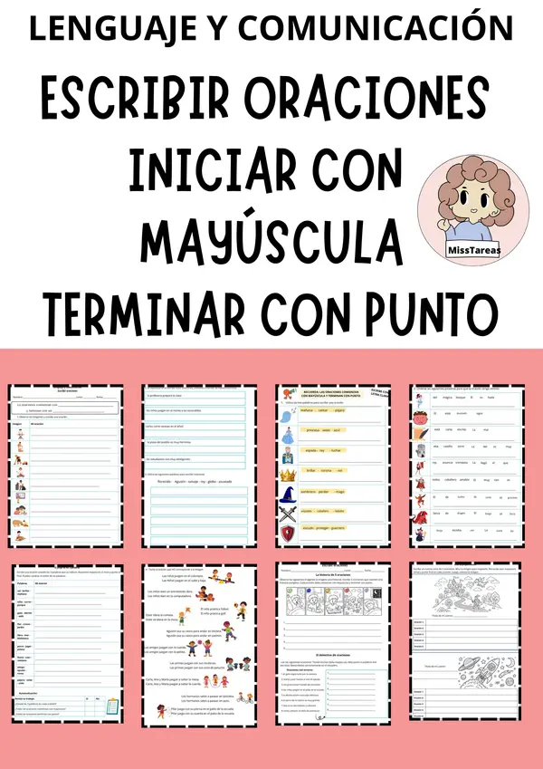 Ficha de Lenguaje: Escribir Oraciones - Mayúscula y Punto Final