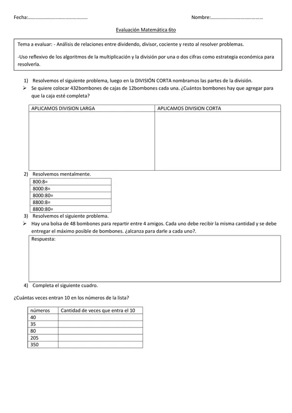 Análisis de relaciones en divisiones y uso de algoritmos como estrategia de resolución.