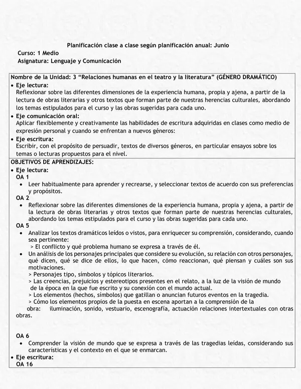 Guía Definitiva de Planificación Clase a Clase - Agosto: Lenguaje 1° Medio, Unidad 3