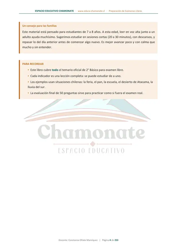  Material de preparación para Exámenes Libres 2º Básico