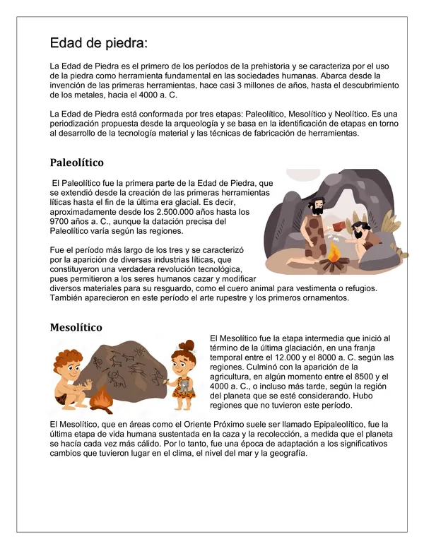 Edad de piedra y sus etapas