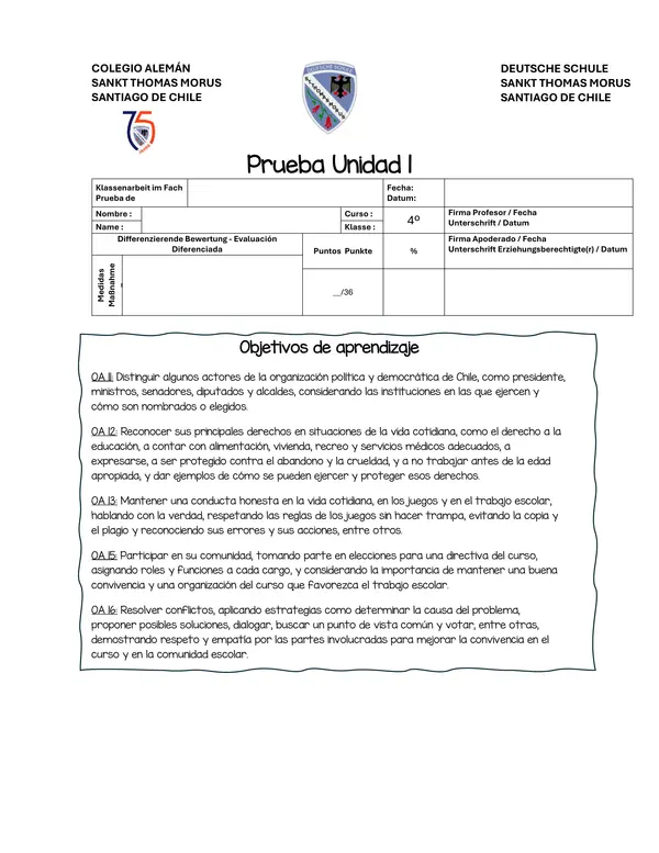 Prueba unidad "Vida en sociedad, democracia y participación"