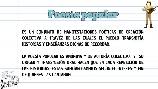Unidad  5 "El romancero y la poesía popular"