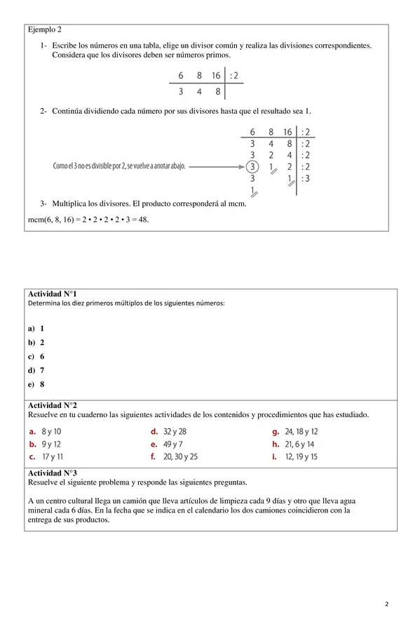 GUÍA DE MINIMO COMÚN MÚLTIPLO y MÁXIMO COMÚN DIVISOR