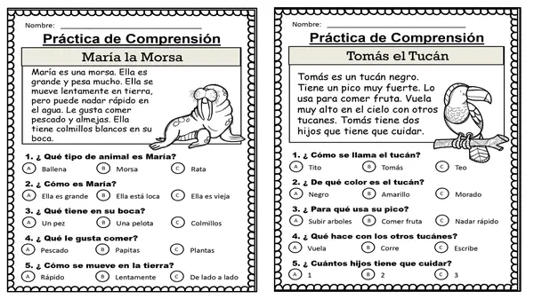Recopilación mini lecturas de animales, primer ciclo