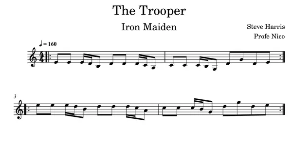 ¿Cómo se vería el rock en una partitura? (The Trooper - Iron Maiden)