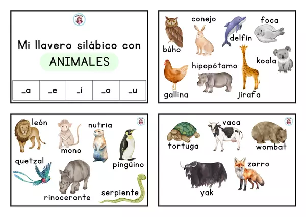 2 LLAVEROS SILÁBICOS - ANIMALES