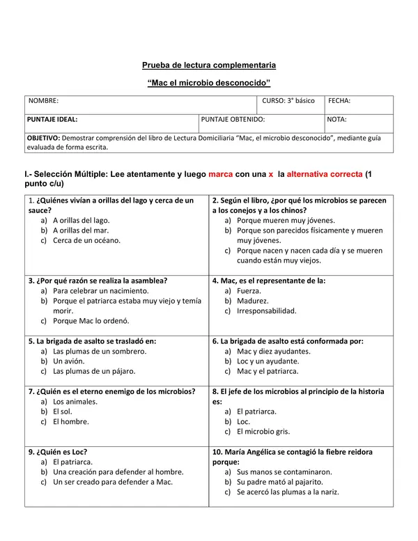 MAc el microbio evaluación 