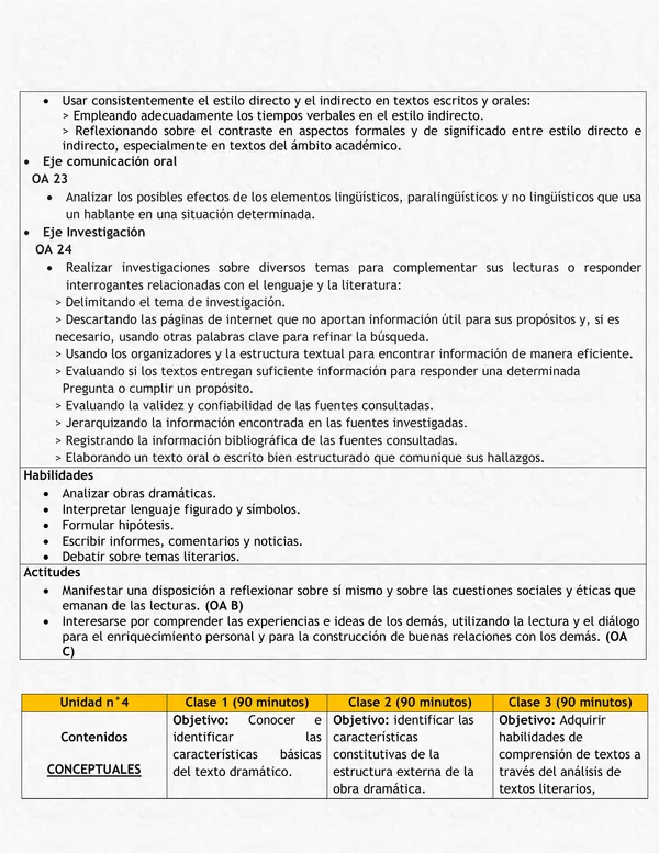 Guía Definitiva de Planificación Clase a Clase - Agosto: Lenguaje 1° Medio, Unidad 3