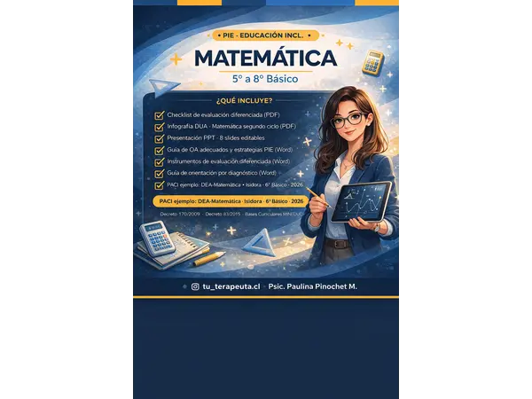 Pack Adecuaciones Curriculares PIE — Matemática 5° a 8° Básico