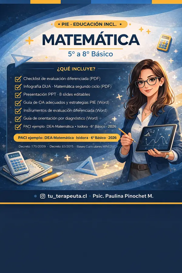 Pack Adecuaciones Curriculares PIE — Matemática 5° a 8° Básico