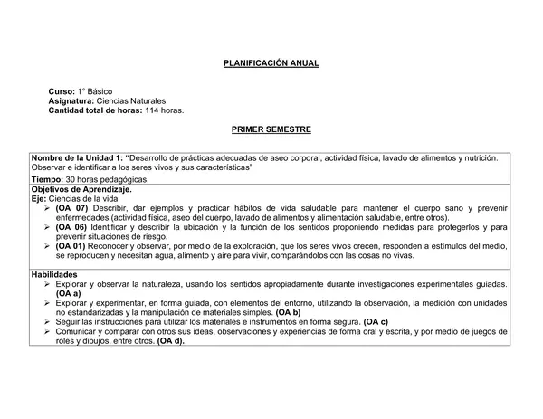Todas las planificaciones anuales de Primero Basico , mas de 100 paginas de contenido