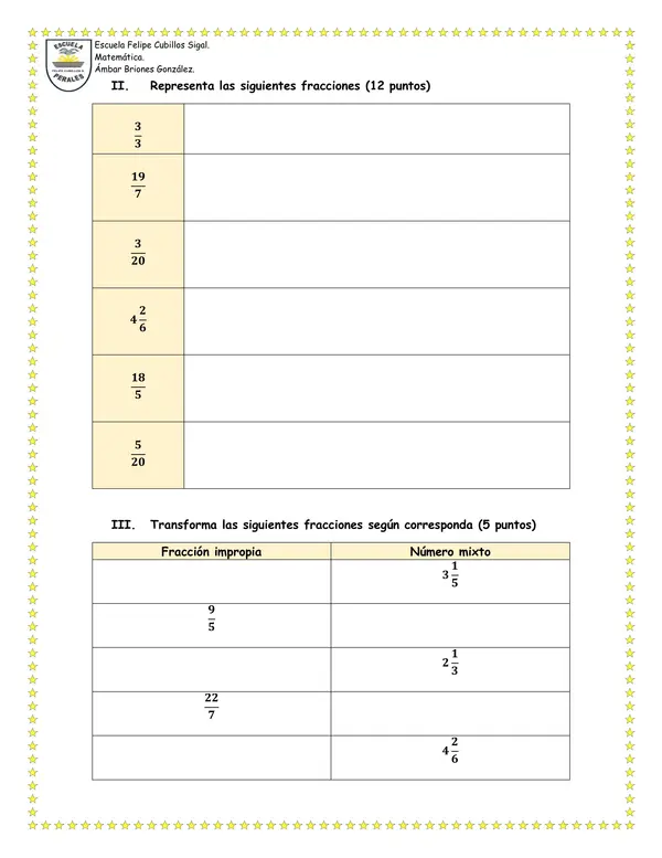 Evaluación Fracciones 