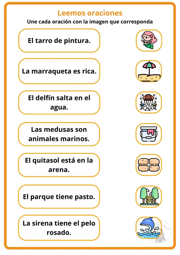 Lectura de oraciones M-P-L-S-T-N-D-F-C (ca-co-cu/ce-ci)-Q-R-G(ga-go-gu)