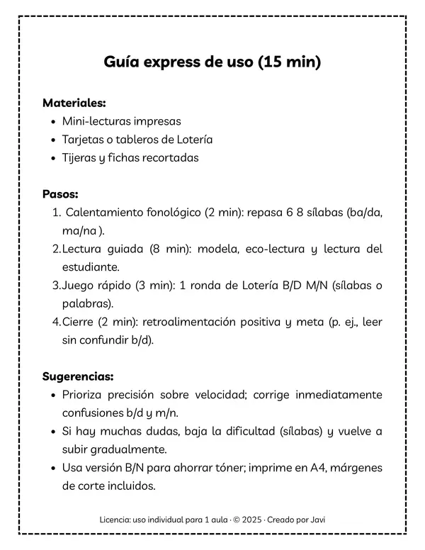 2° Básico | Freebie Fluidez B/D y M/N | 3 mini-lecturas + juego recortable (No-Prep, 15’)