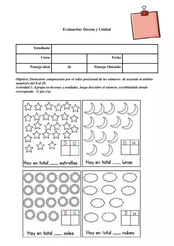 EVALUACION DECENA Y UNIDAD 
