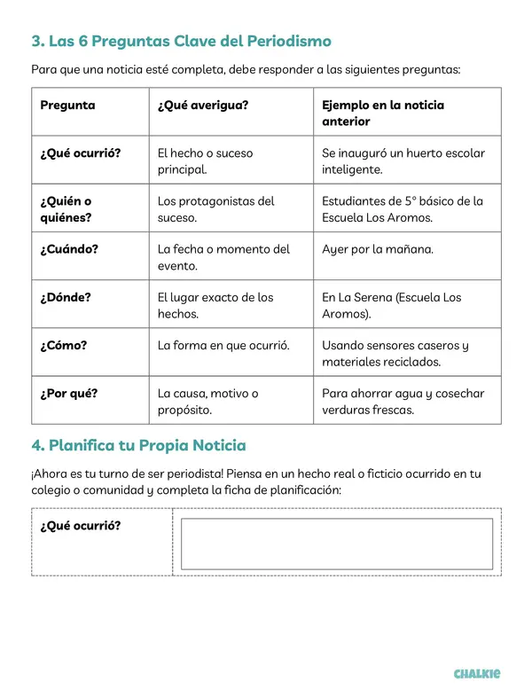 5° Escribe una noticia
