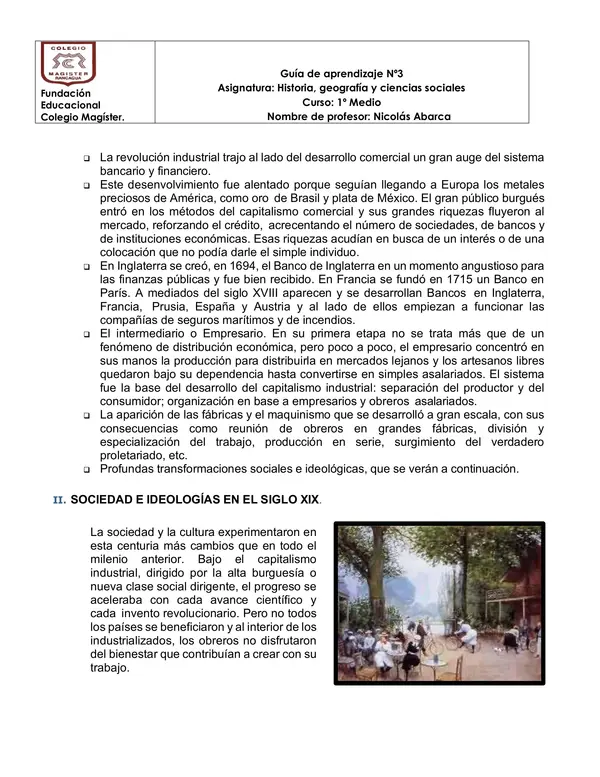 guía de aprendizaje Revolución industrial