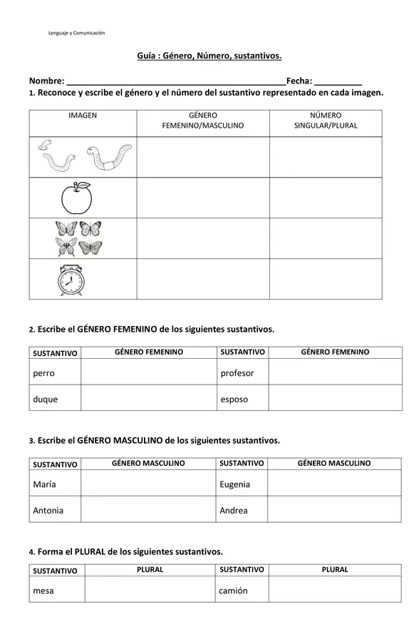 Guía género y número.