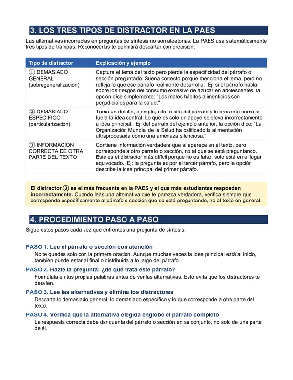 Ejercicios de síntesis PAES