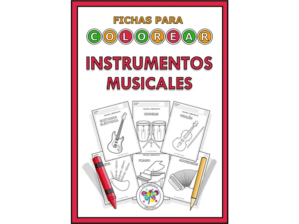 Fichas para colorear Instrumentos Musicales Música NO PREP color
