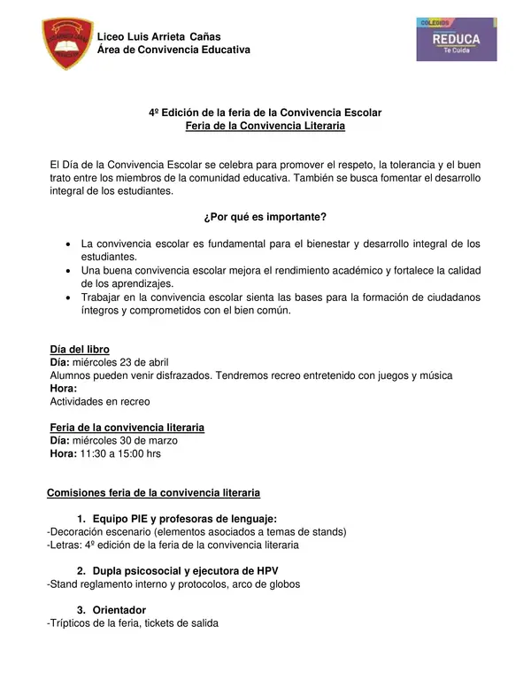FERIA DE LA CONVIVENCIA LITERARIA 