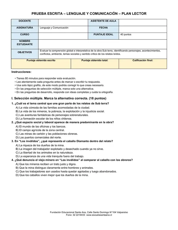 Plan Lector: SUB TERRA