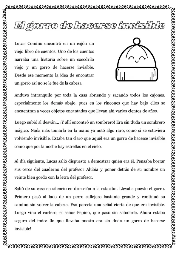 Guías comprensión "El gorro invisible" "El caballero y el mozo"
