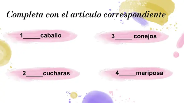Repaso artículos, sustantivos, adejtivo calificativo y verbos 