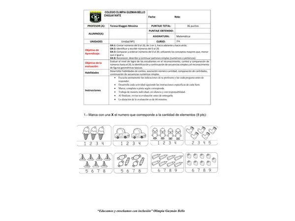 Prueba de matemáticas 