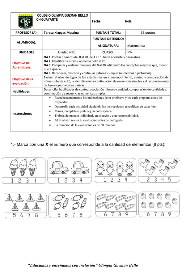 Prueba de matemáticas 