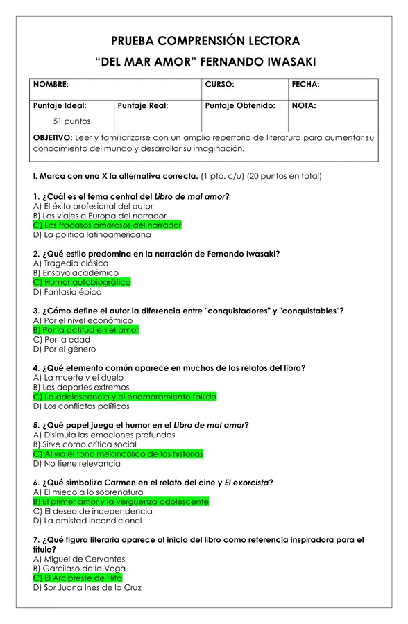Prueba Lectura - De mal amor 