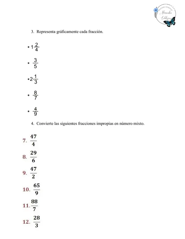 Fracciones propias, impropias y mixtas