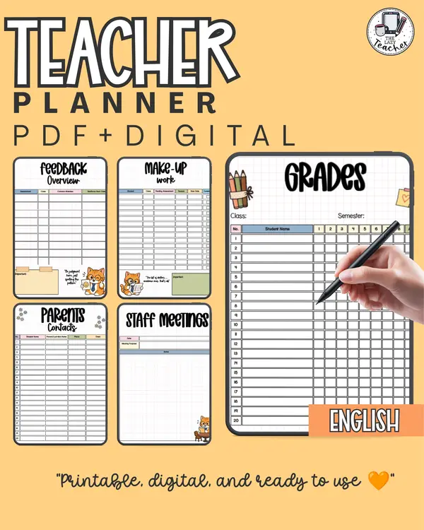 Milo the Cat Teacher Planner | Undated Organization | Digital & PDF