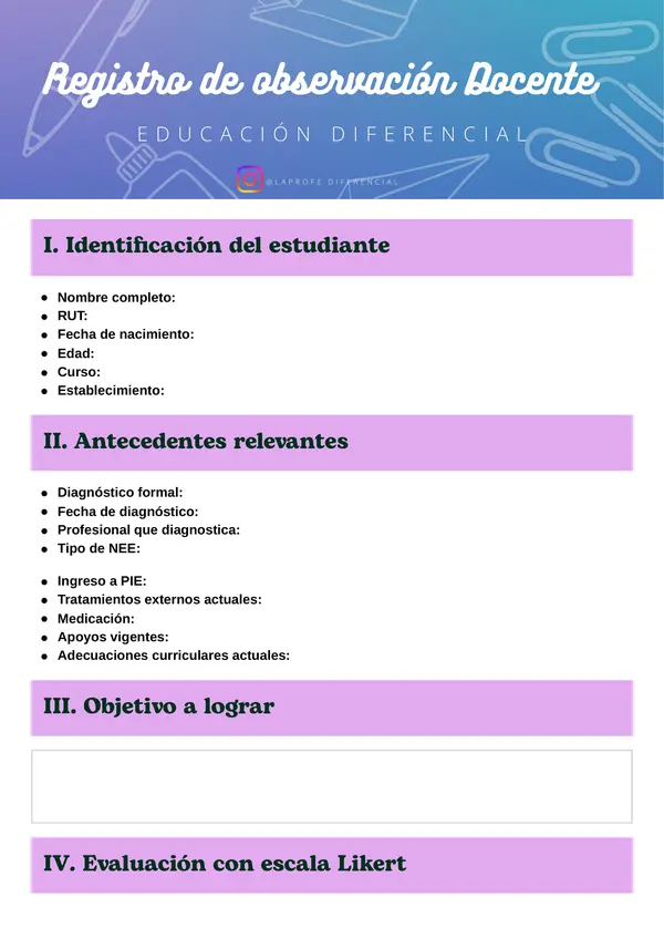 Registro integral de observación docente