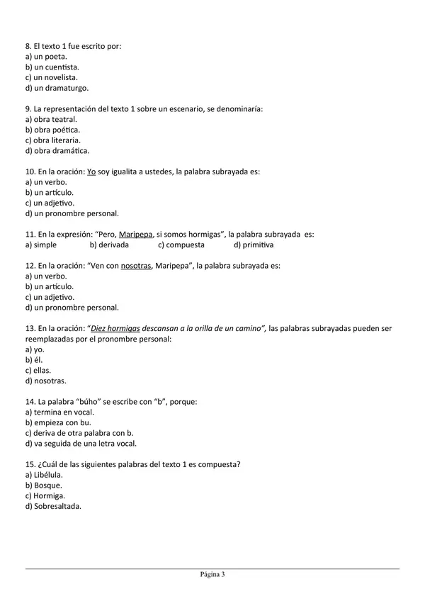 Prueba Genero Dramatico, quinto Basico, lenguaje con Solucion
