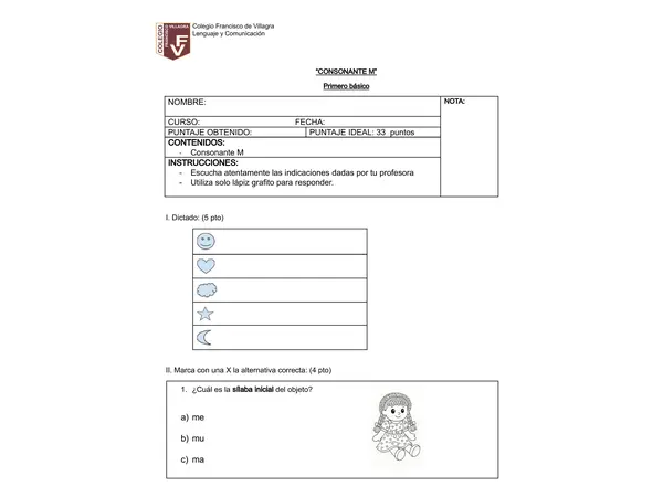 Evaluación letra M