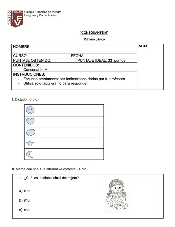 Evaluación letra M