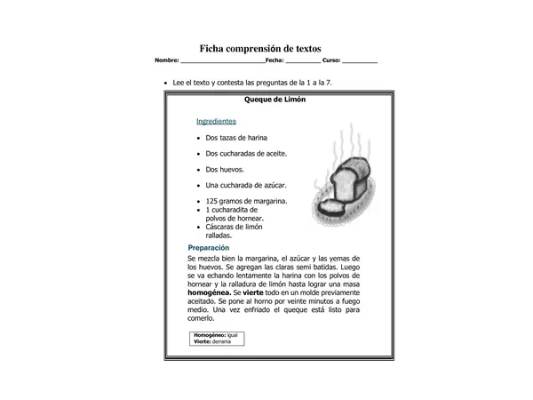 Fichas de comprensión de textos