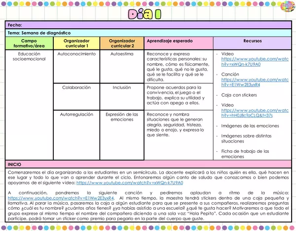 PLAN DIAGNOSTICO SEMANA 1