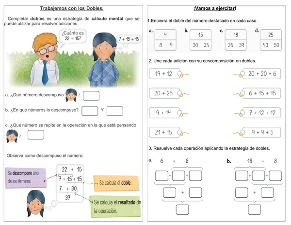 Guía 1° básico "Trabajemos con los dobles"