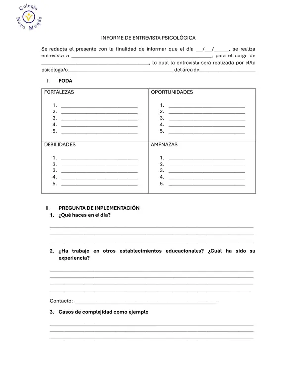 Informe de entrevista psicologica
