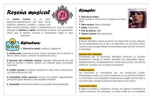 Guía de trabajo - Reseña musical