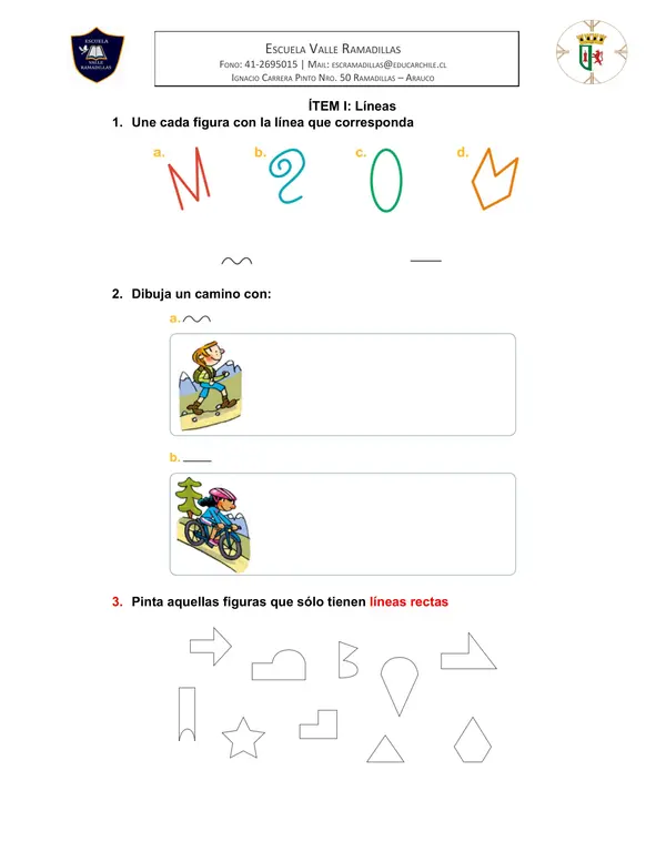 Guía de Aprendizaje Líneas curvas y rectas 1° Básico