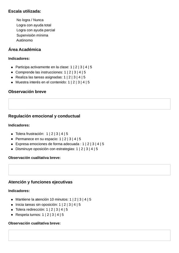 Registro integral de observación docente