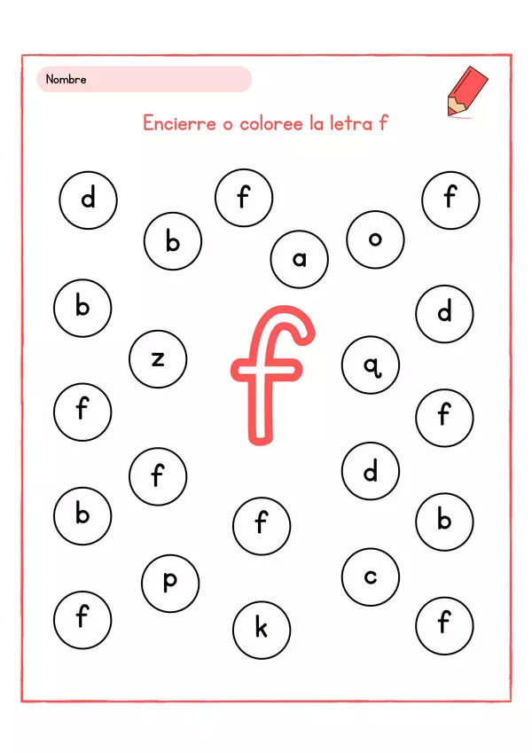 Actividad de identificación de la letra f