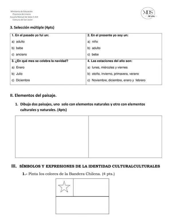 Prueba diagnóstico Historia 2° básico