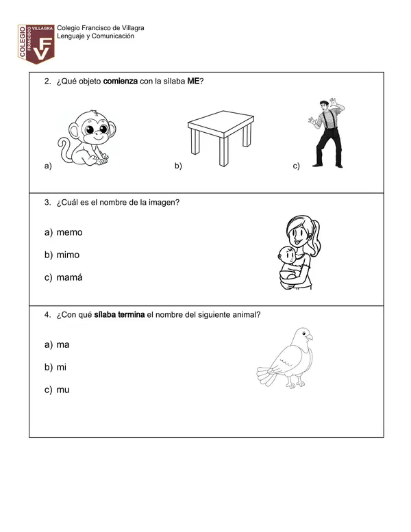Evaluación letra M